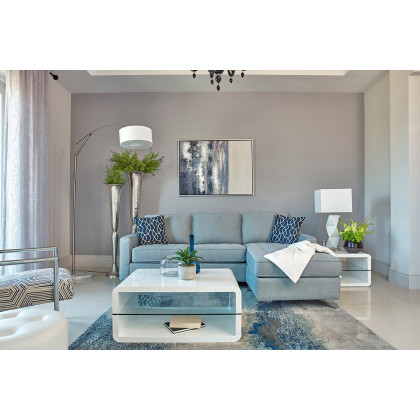 Coaster - Nashua 2-Piece Reversible Sectional With Storage Ottoman in French Blue