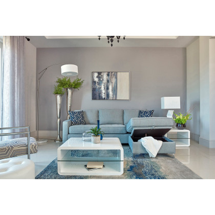 Coaster - Nashua 2-Piece Reversible Sectional With Storage Ottoman in French Blue