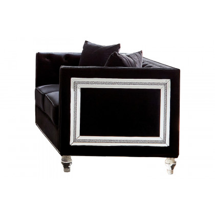 Coaster - Delilah Upholstered Tufted Tuxedo Arm Sofa in Black