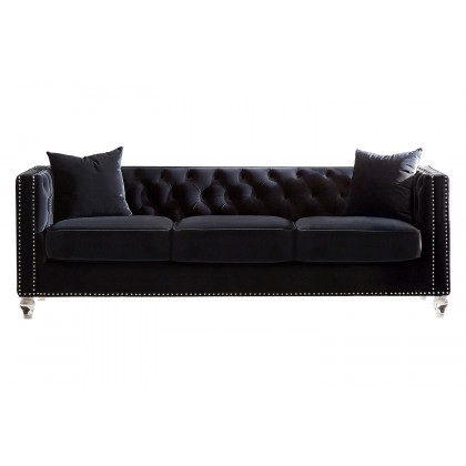 Coaster - Delilah Upholstered Tufted Tuxedo Arm Sofa in Black