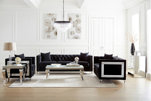Coaster™ Delilah Upholstered Living Room Set - Black