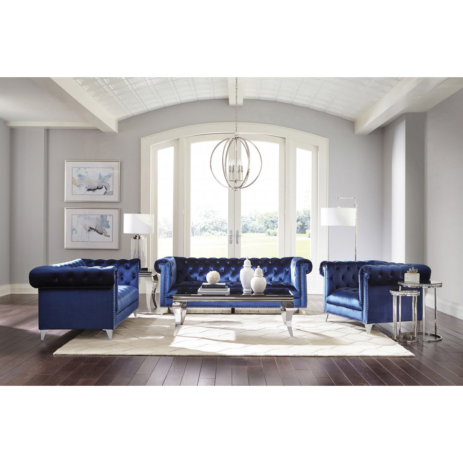 Coaster - Bleker Tufted Tuxedo Arm Chair in Blue