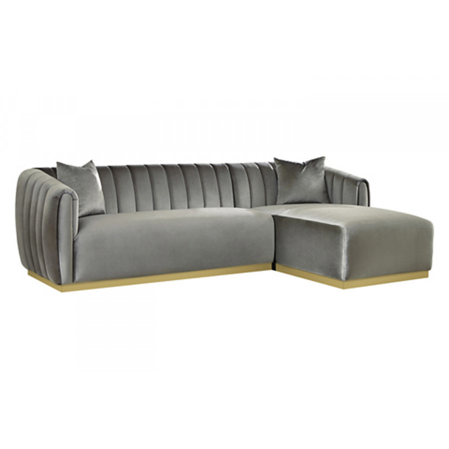 Coaster - Grisby 2-Piece Channeled Tufted Back Sectional in Silver