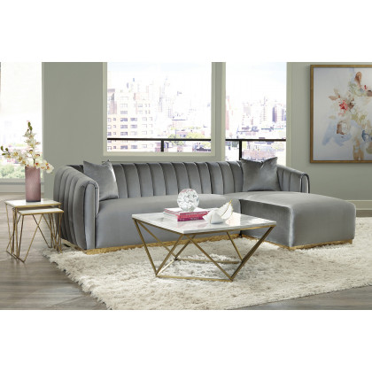 Coaster - Grisby 2-Piece Channeled Tufted Back Sectional in Silver