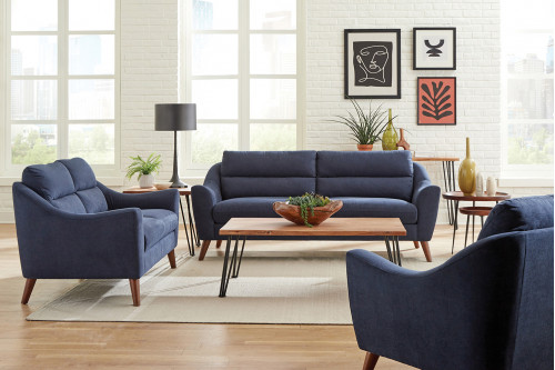 Coaster™ Gano 2-Piece Sloped Arm Living Room Set - Navy Blue