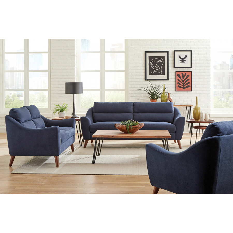 Coaster - Gano Sloped Arm Upholstered Loveseat in Navy Blue