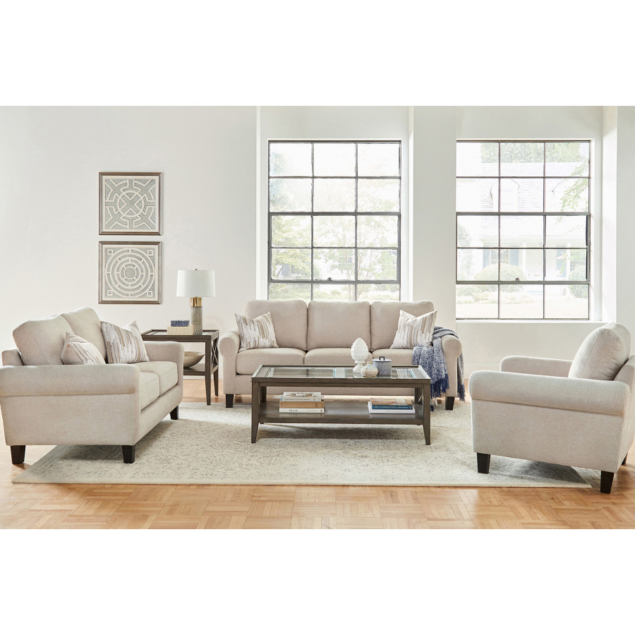 Coaster - Nadine Upholstered Round Arm Loveseat in Oatmeal