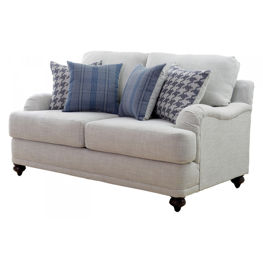 Coaster - Gwen Recessed Arms Loveseat in Light Gray
