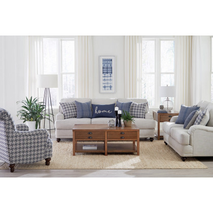 Coaster - Gwen Recessed Arms Loveseat in Light Gray