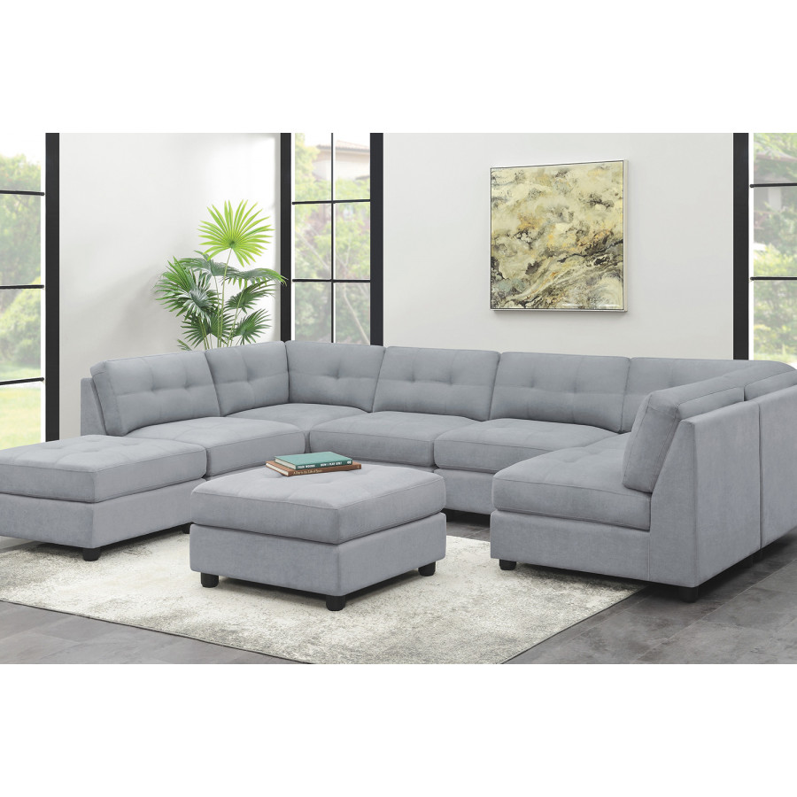 Coaster - 7-Piece Upholstered Modular Tufted Sectional in Dove