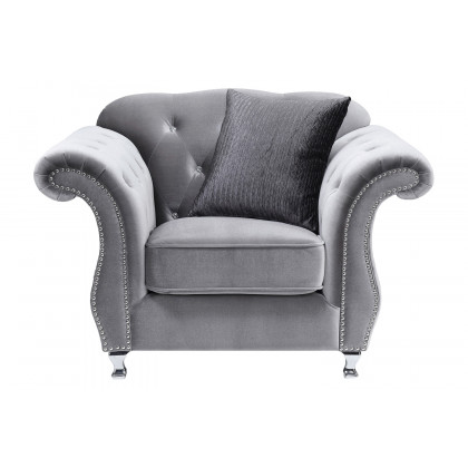 Coaster - Frostine Button Tufted Sofa in Silver