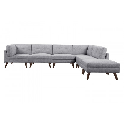 Coaster - 6-Piece Upholstered Modular Tufted Sectional in Gray/Walnut