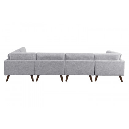 Coaster - 6-Piece Upholstered Modular Tufted Sectional in Gray/Walnut
