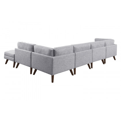 Coaster - 6-Piece Upholstered Modular Tufted Sectional in Gray/Walnut