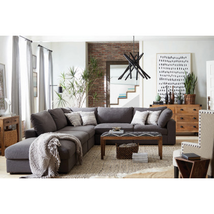 Coaster Serene 4-Piece Upholstered Modular Sectional - 2 Armless Chairs And 2 Corners, Charcoal