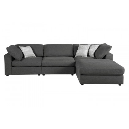 Coaster Serene 4-Piece Upholstered Modular Sectional - Armless Chair, 2 Corners And Ottoman, Charcoal
