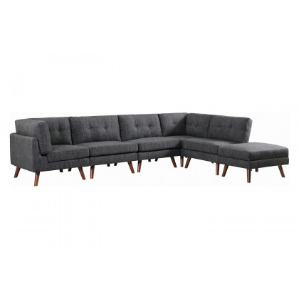 Coaster - Churchill Tufted Cushion Back Corner in Dark Gray/Walnut