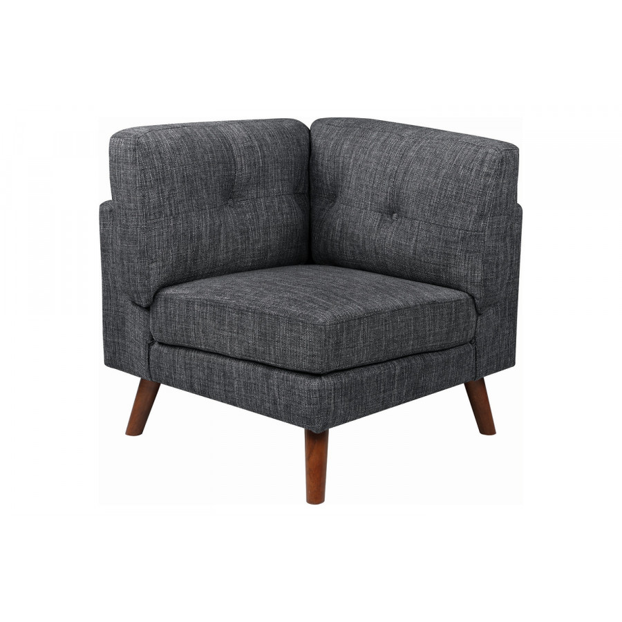 Coaster - Churchill Tufted Cushion Back Corner in Dark Gray/Walnut