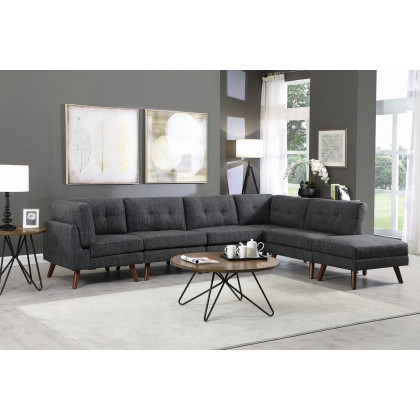 Coaster - Churchill Tufted Cushion Back Corner in Dark Gray/Walnut