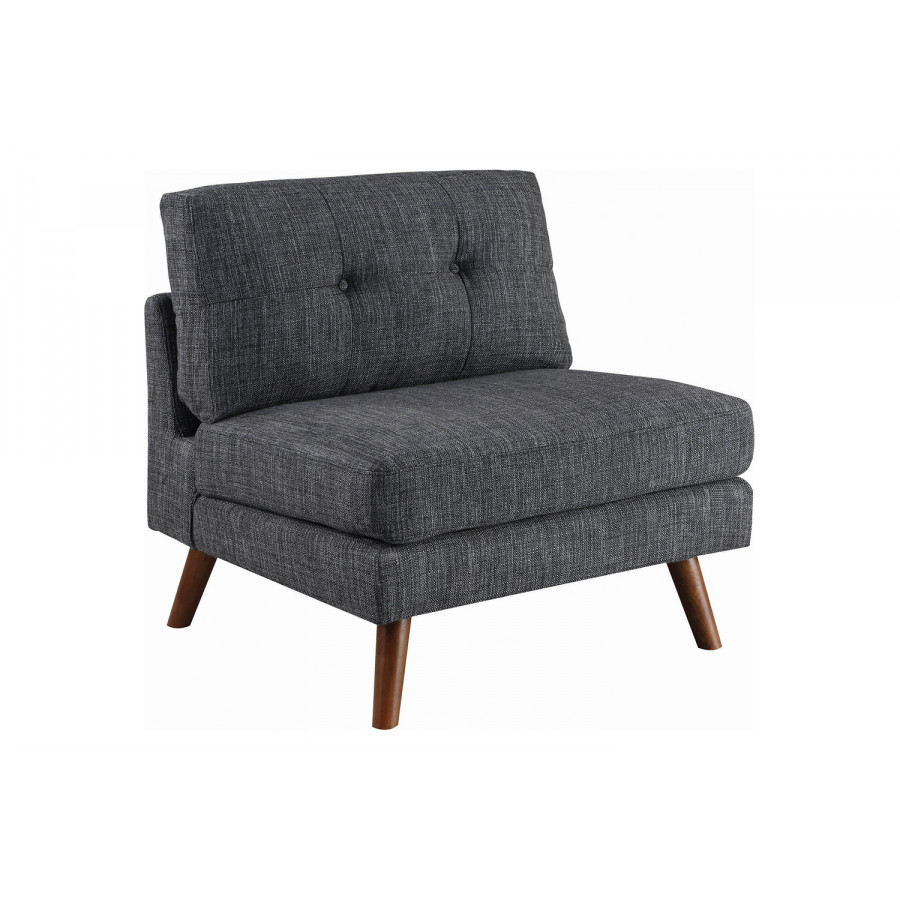 Coaster - Churchill Tufted Cushion Back Armless Chair in Dark Gray/Walnut
