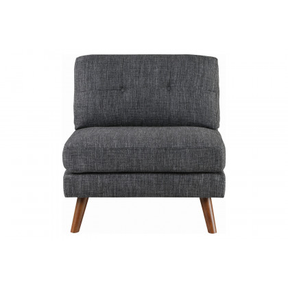 Coaster - Churchill Tufted Cushion Back Armless Chair in Dark Gray/Walnut