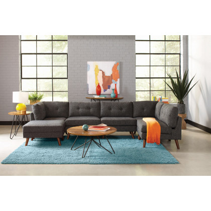 Coaster - Churchill Tufted Cushion Back Armless Chair in Dark Gray/Walnut