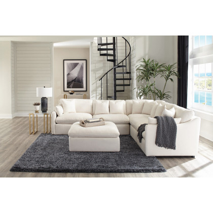 Coaster - Hobson Cushion Back Armless Chair in Off-White