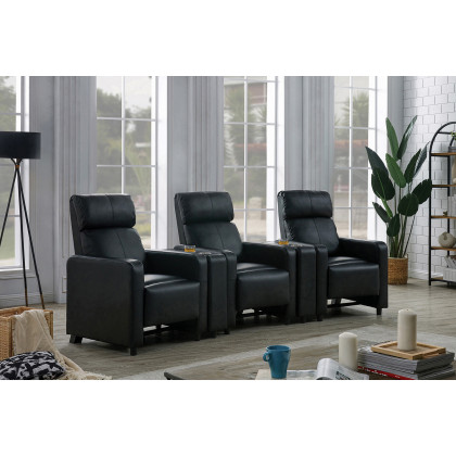 Coaster - Toohey Home Theater Push Back Recliner in Black