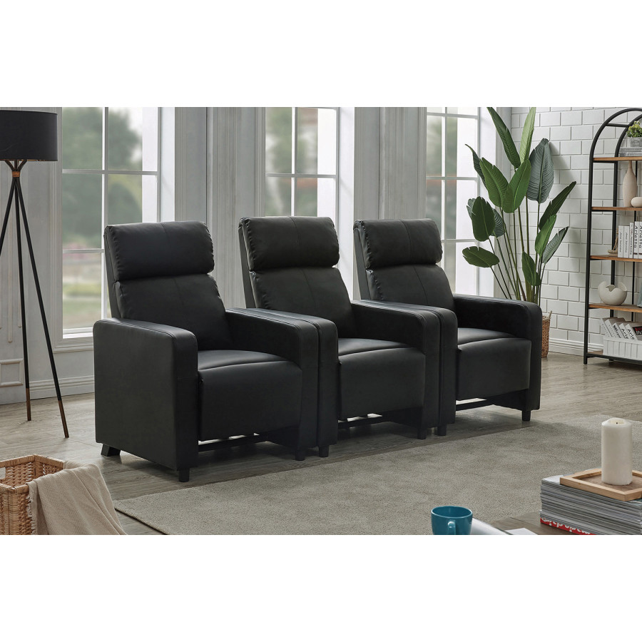Coaster - Toohey Upholstered Tufted Recliner Living Room Set in 3 Recliners, Black