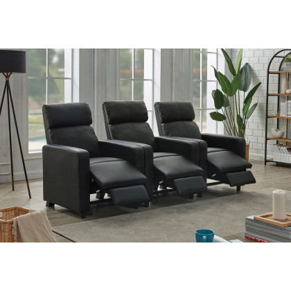 Coaster - Toohey Upholstered Tufted Recliner Living Room Set in 3 Recliners, Black