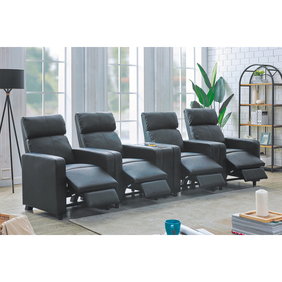 Coaster - Toohey Upholstered Tufted Recliner Living Room Set in 4 Recliners And Console, Black