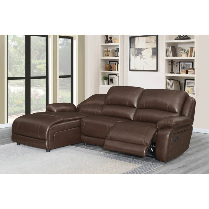 Coaster Mackenzie 3-Piece Upholstered Tufted Motion Sectional with Armless Chair - Chestnut