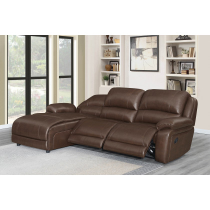 Coaster Mackenzie 3-Piece Upholstered Tufted Motion Sectional with Armless Recliner - Chestnut