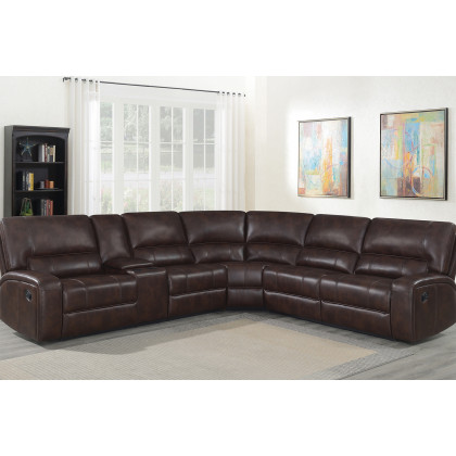 Coaster - Brunson 3-Piece Upholstered Motion Sectional in Brown