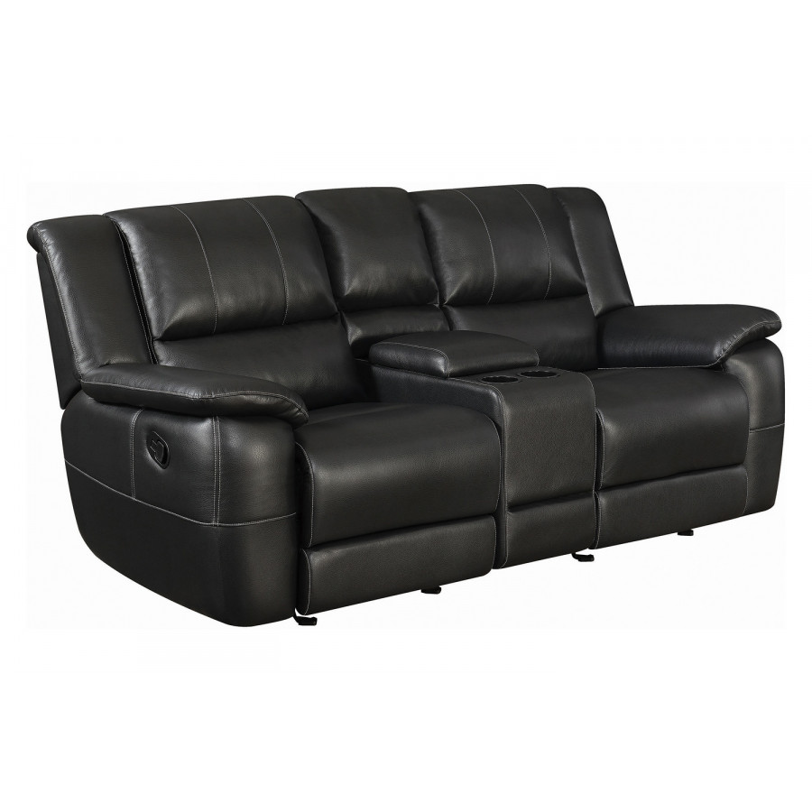 Coaster - Lee Glider Loveseat With Colsole in Black