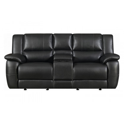 Coaster - Lee Glider Loveseat With Colsole in Black