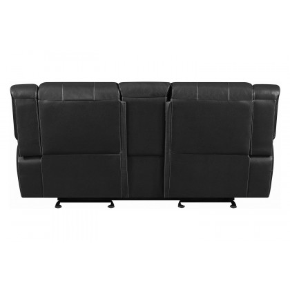 Coaster - Lee Glider Loveseat With Colsole in Black