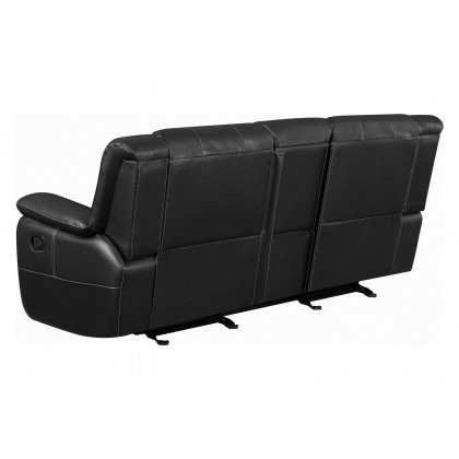 Coaster - Lee Glider Loveseat With Colsole in Black