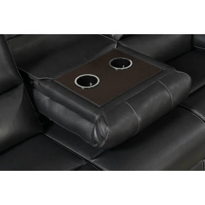 Coaster - Lee Glider Loveseat With Colsole in Black
