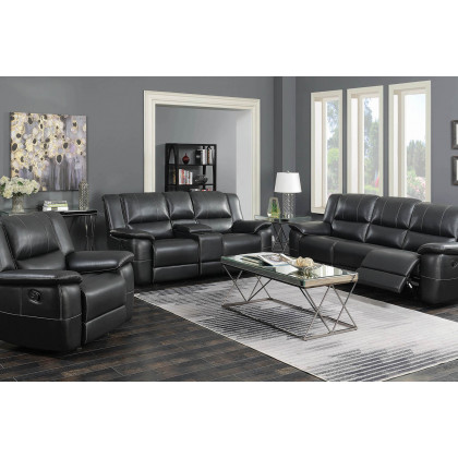 Coaster - Lee Glider Loveseat With Colsole in Black