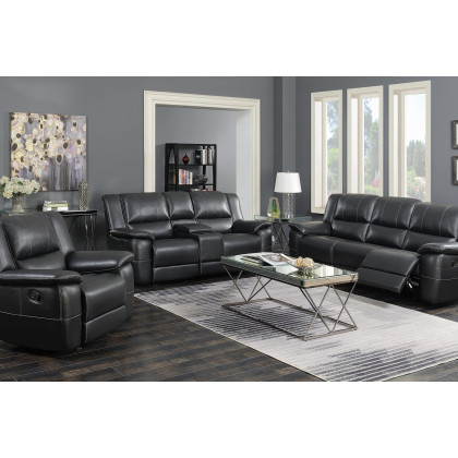 Coaster - Lee Glider Loveseat With Colsole in Black