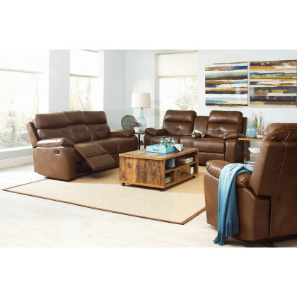 Coaster - Damiano Button Tufted Motion Sofa in Tri-Tone Brown