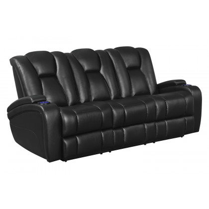 Coaster Delange Upholstered Tufted Living Room Set with Power Recliner - Black