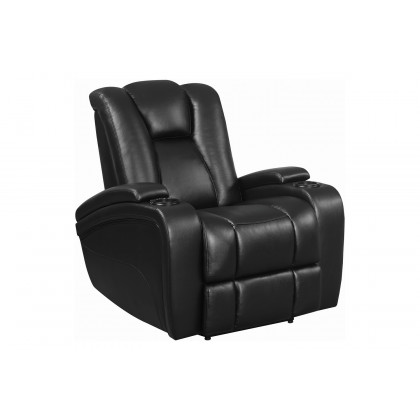 Coaster Delange Upholstered Tufted Living Room Set with Power Recliner - Black