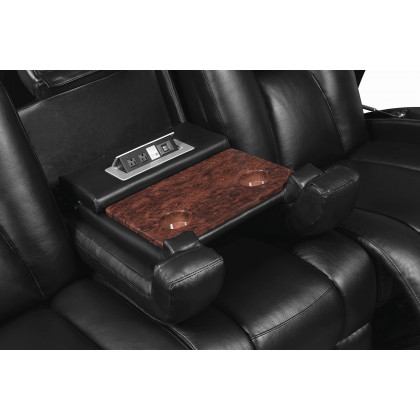 Coaster Delange Upholstered Tufted Living Room Set with Power Recliner - Black