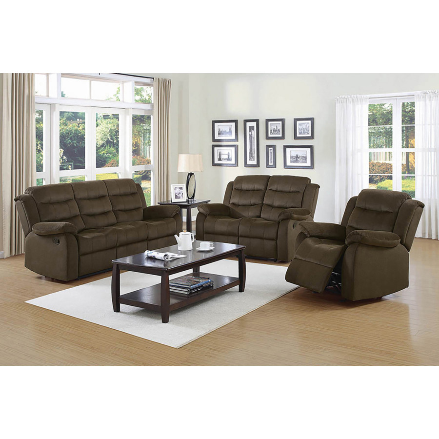 Coaster Rodman Upholstered Tufted Living Room Set with Glider Recliner - Olive Brown