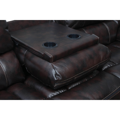 Coaster - Willemse Motion Sofa With Drop-Down Table in Dark Brown