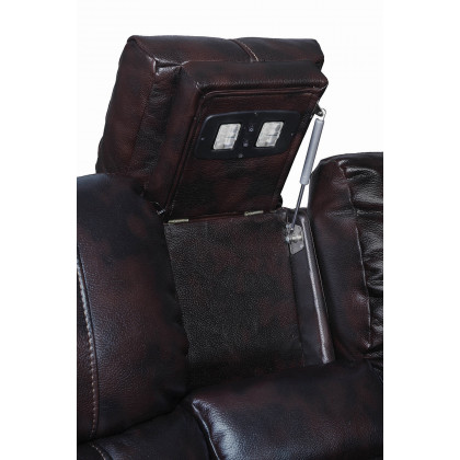 Coaster - Willemse Motion Sofa With Drop-Down Table in Dark Brown