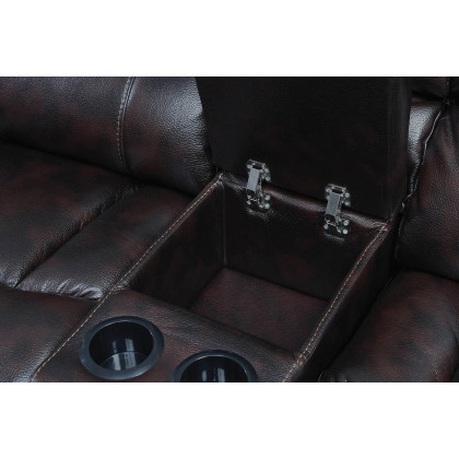 Coaster - Willemse Motion Sofa With Drop-Down Table in Dark Brown