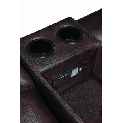 Coaster - Willemse Motion Sofa With Drop-Down Table in Dark Brown